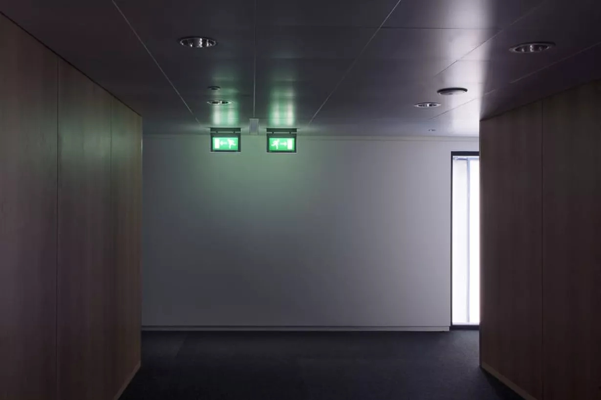 emergency lighting switches on when regular artificial lighting ceased to function