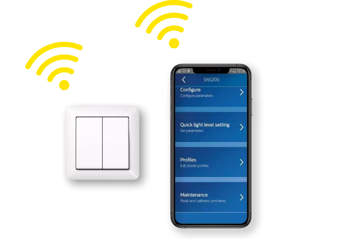 Los usuarios pueden ajustar la configuración mediante paneles de interruptores en la sala o desde un teléfono móvil