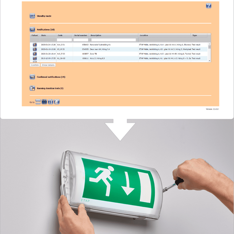 ETAP Safety Manager activeert uw noodverlichting automatisch in geval van een noodsituatie