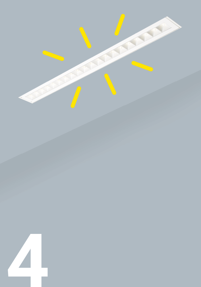Close the luminaire and power on